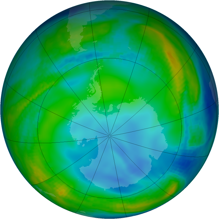 Antarctic ozone map for 29 June 1985